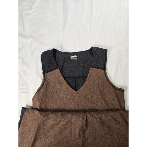 Kavu Dresses & Skirts - KAVU Dress Womens Medium Brown Gray Colorblock Sleeveless V Neck A-Line Knit
